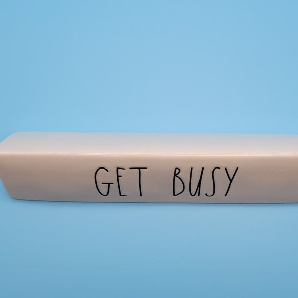 Rae Dunn Desk Plaque Get Busy Monochrome Black and White - Picture 5 of 7